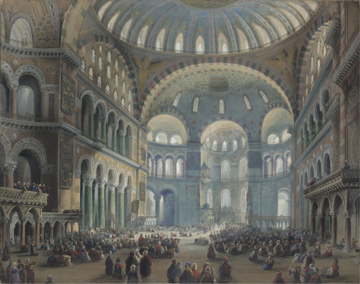 Interiör av Hagia Sofia i Konstantinopel av Carlo Bossoli