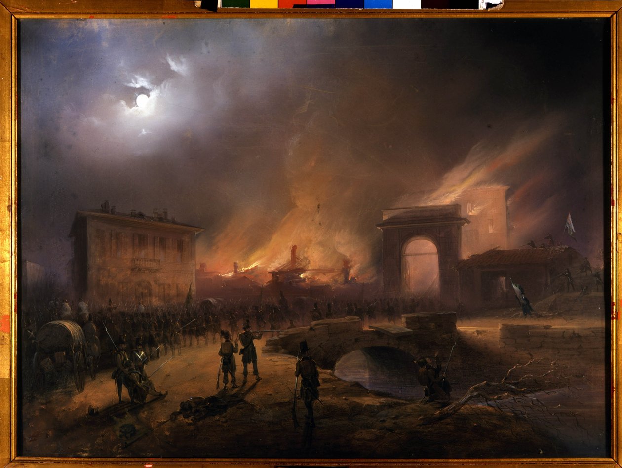 Risorgimento: The Five Days of Milan (Cinque giornate di Milano) (18-22 mars 1848): detta är ett av de första avsnitten av revolutionerna 1848 (en del av det första italienska frihetskriget) som såg uppkomsten av Milaneserna befolkningsupprorande mot av Carlo Bossoli