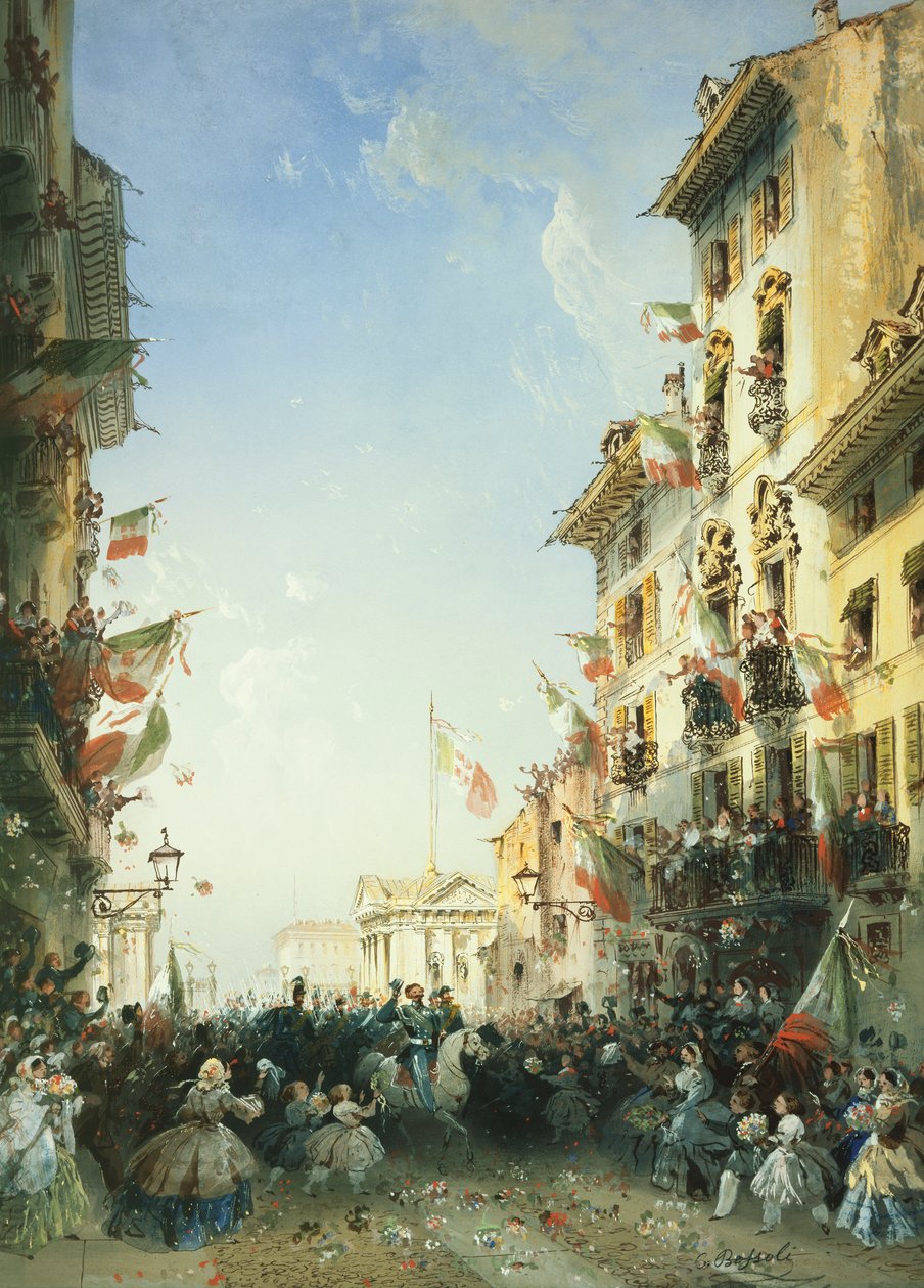 Kriget i Italien: Kungen av Sardiniens inträde i Brescia, 1859 av Carlo Bossoli