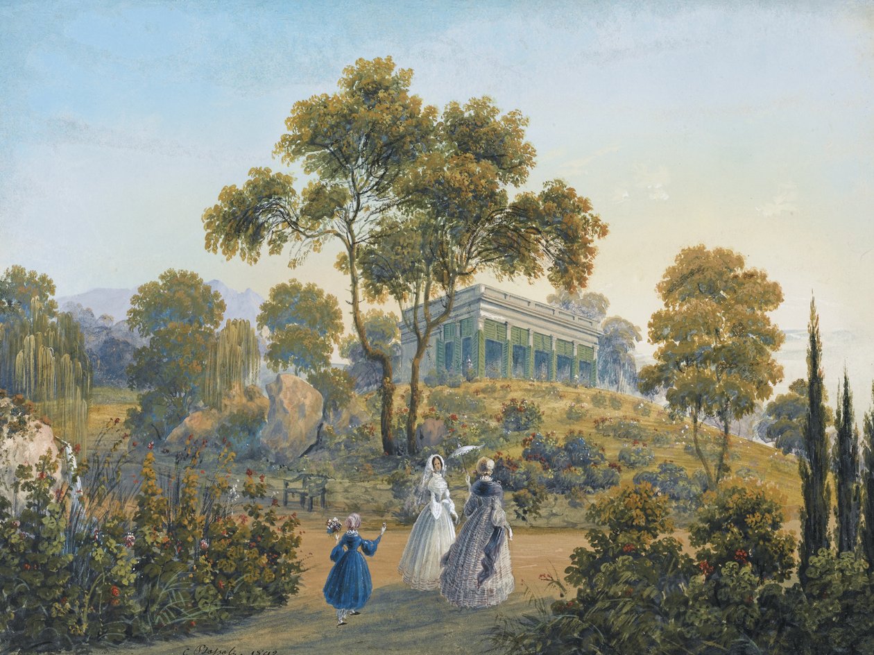 Utsikt över Miskhor, ca 1842 av Carlo Bossoli