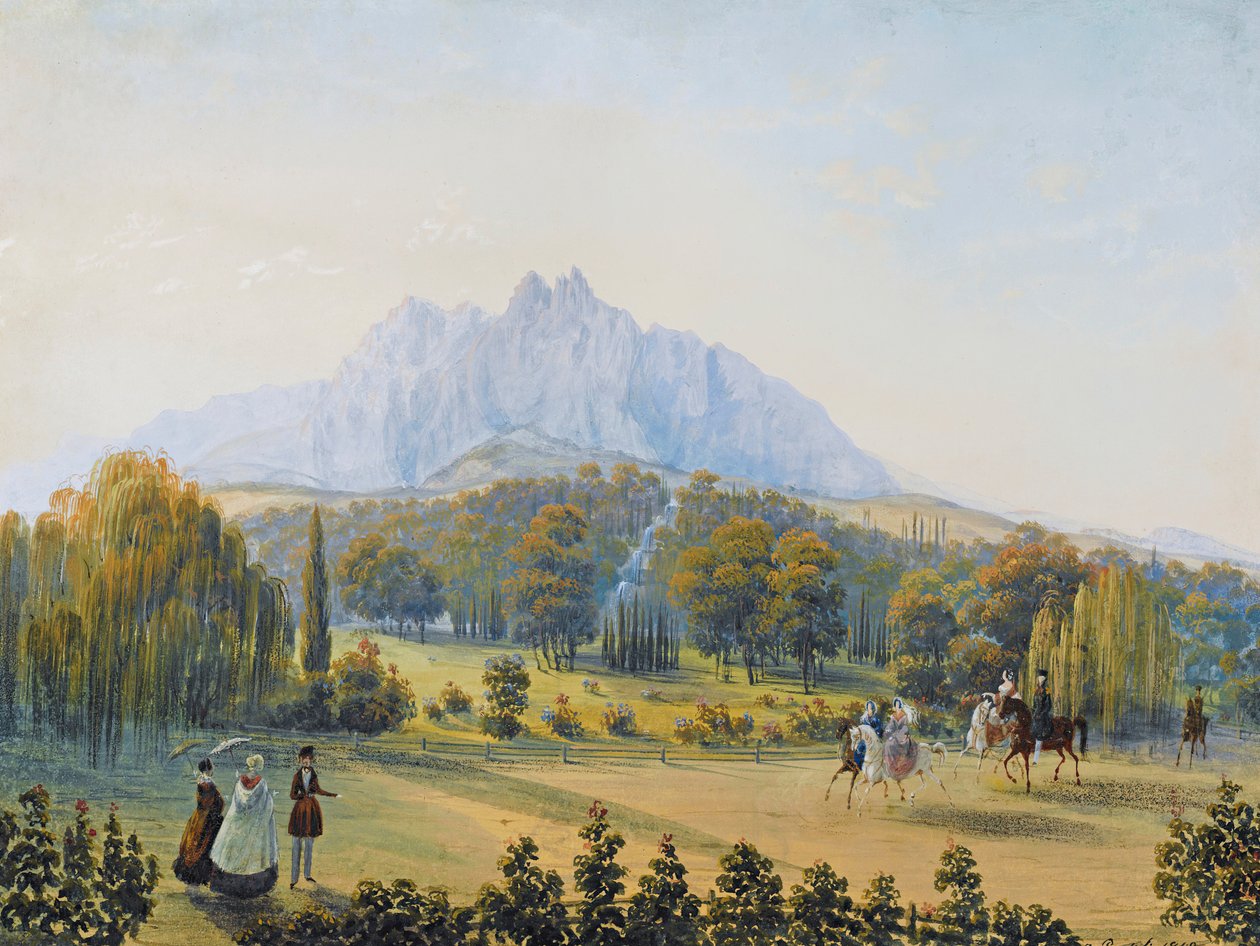Utsikt över Miskhor på Krim, 1841-1842. av Carlo Bossoli