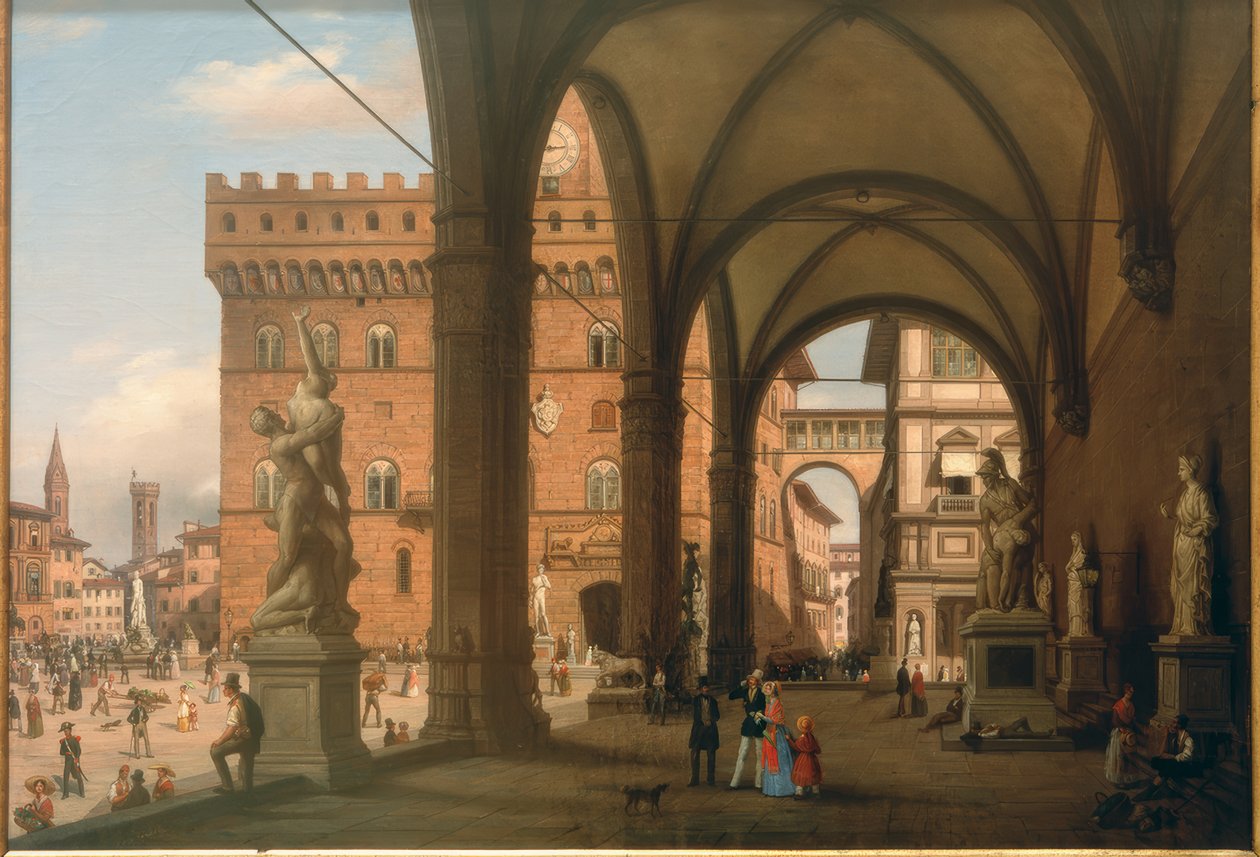 Utsikt över Piazza del Granduca sett från Loggia dei Lanzi av Carlo Canella