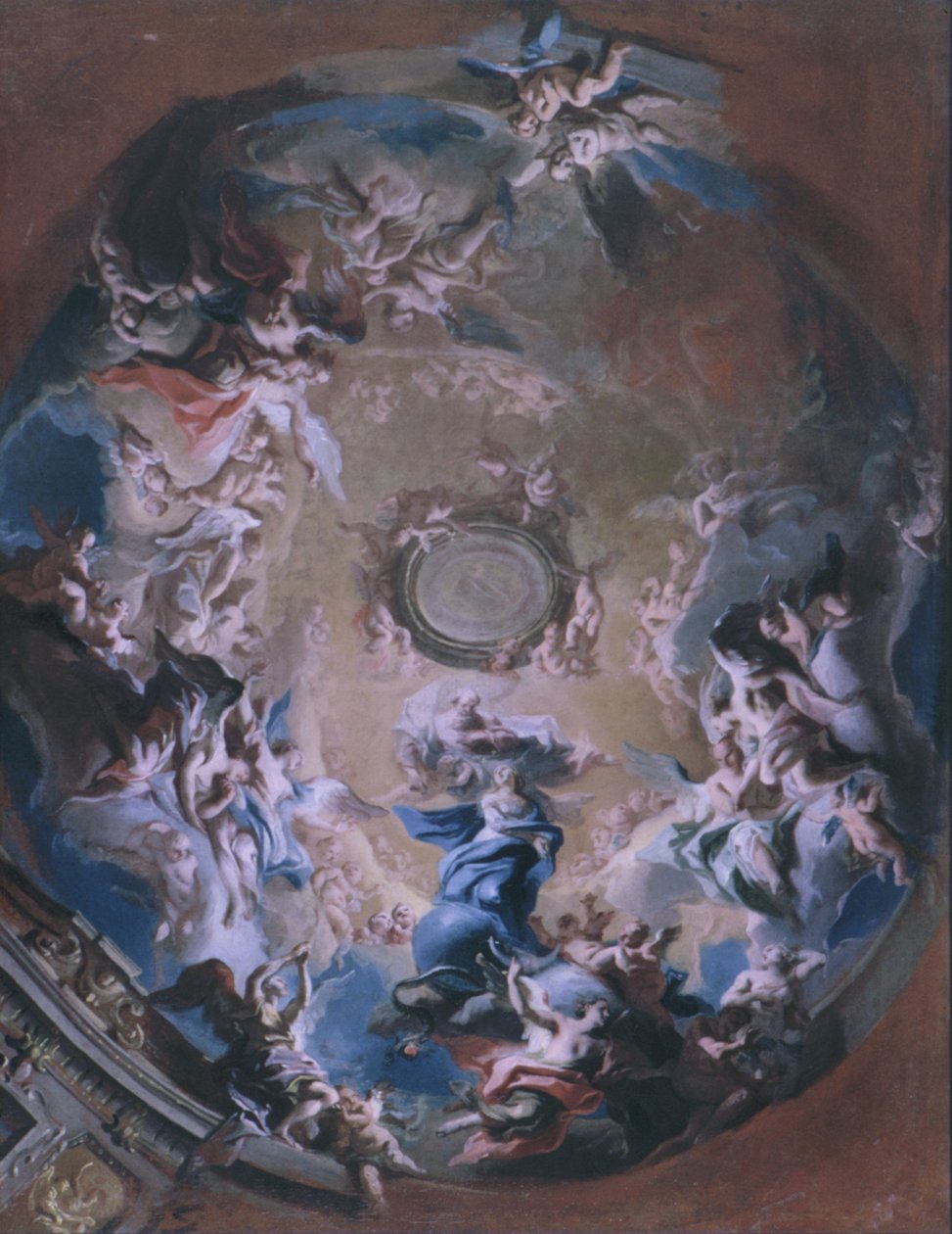 Gud Fadern tar emot Madonna av den obefläckade avlelsen av Carlo Carlone