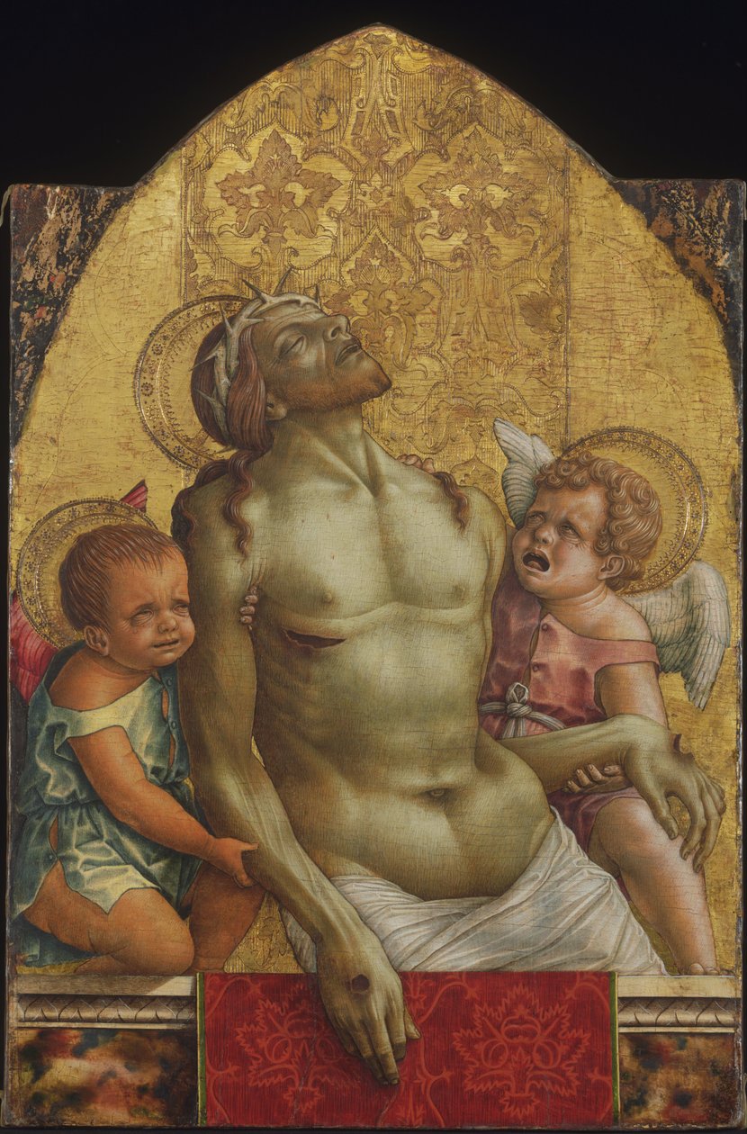 Död Kristus stöds av två änglar av Carlo Crivelli