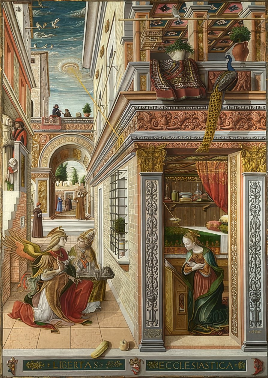 Bebådelsen med den helige Emidius. 1486 av Carlo Crivelli