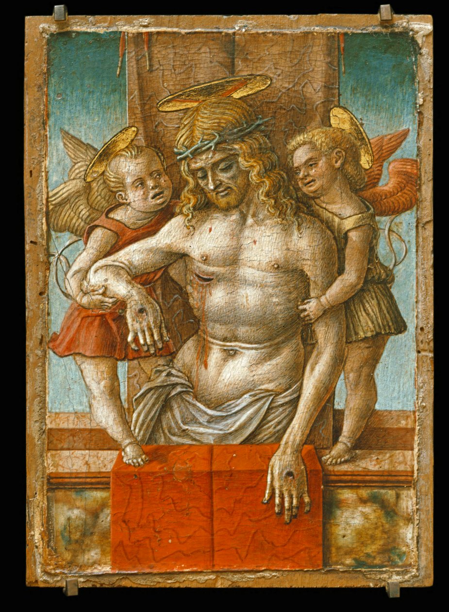Den döde Kristus stöds av två änglar ... av Carlo Crivelli
