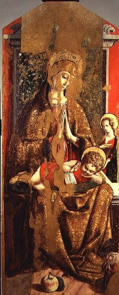 Madonna och barn, central panel från den andra triptyken i dalen Castellano (tempera på panel) av Carlo Crivelli