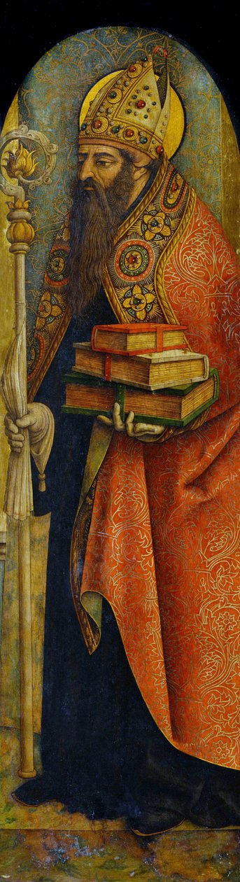 ""Representation of Saint Augustine of Hippo"" (354-430) Målning av Carlo Crivelli (cirka 1435-1495) ca 1480 National Museum of Western Art, Tokyo Japan av Carlo Crivelli