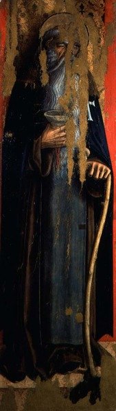 St. Anthony Abbot, vänster panel av den andra triptyken i Valley Castellano (tempera på panel) av Carlo Crivelli