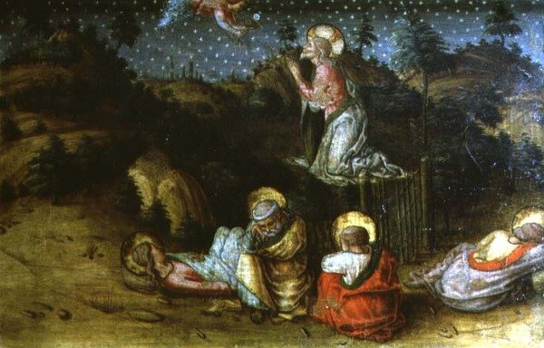 The Agony in the Garden, vänster hand predella panel från San Silvestro polyptyk av Carlo Crivelli