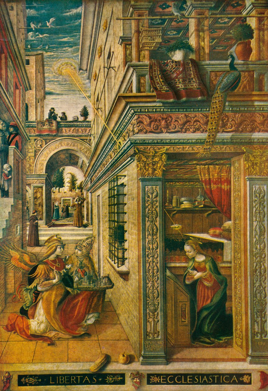 Bebådelsen, med Saint Emidius, 1486, 1911 av Carlo Crivelli