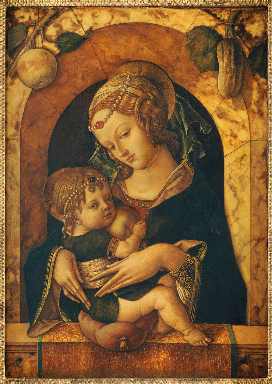 Madonnan och barnet vid en marmorbräckning av Carlo Crivelli