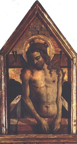 Den uppståndne Kristus, detalj från polyptiken San Silvestro av Carlo Crivelli