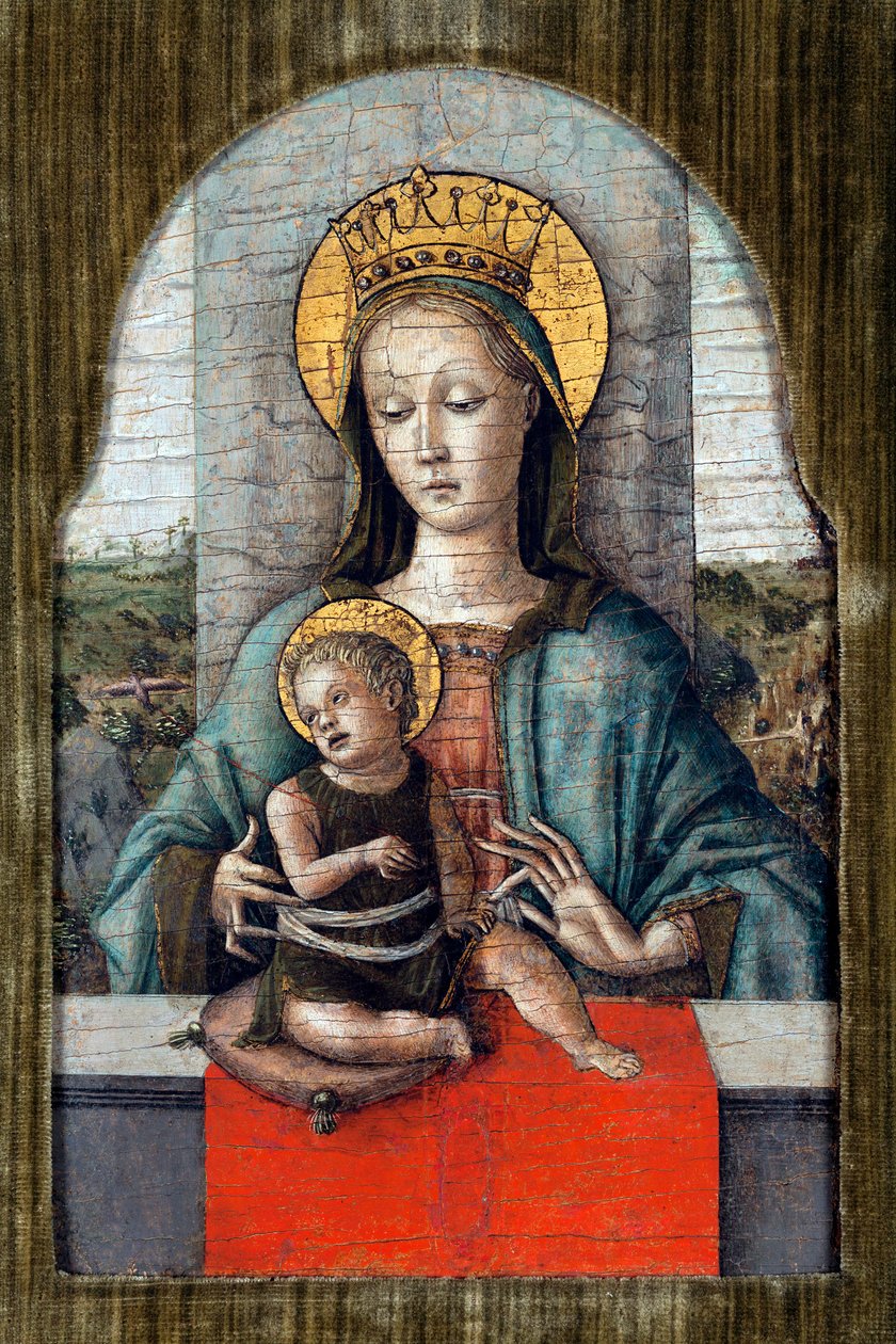 Jungfrun och barnet par Crivelli, Carlo (c. 1435-c. 1495). Tempera på panel, storlek: 28x18, ca 1455, Cini Foundation, Venedig av Carlo Crivelli