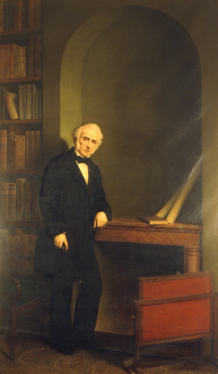 Porträtt av Alessandro Manzoni. Målning av De Notaris. Milano Manzoni House. av Carlo De Notaris