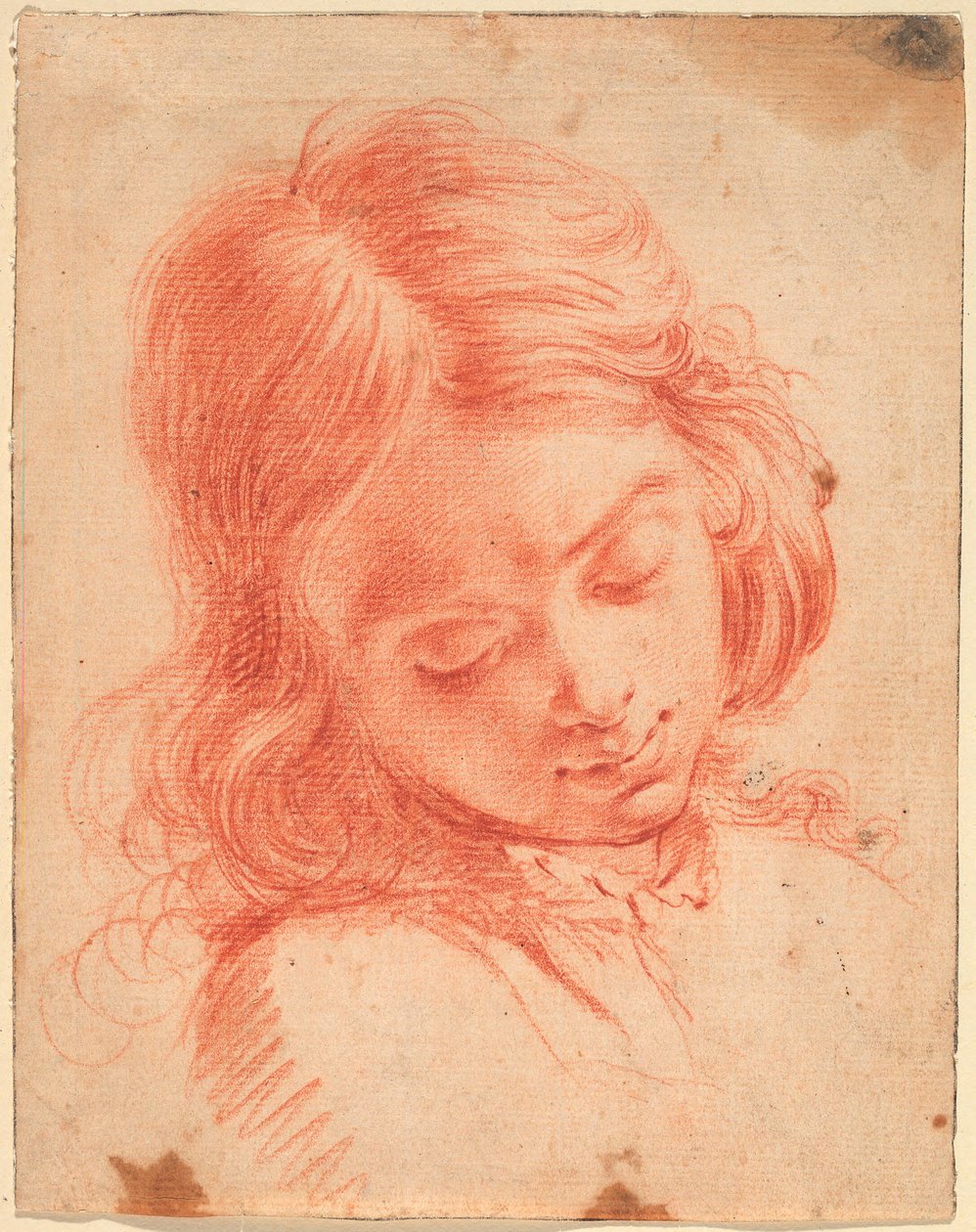 Byst av en pojke som tittar ner av Carlo Dolci