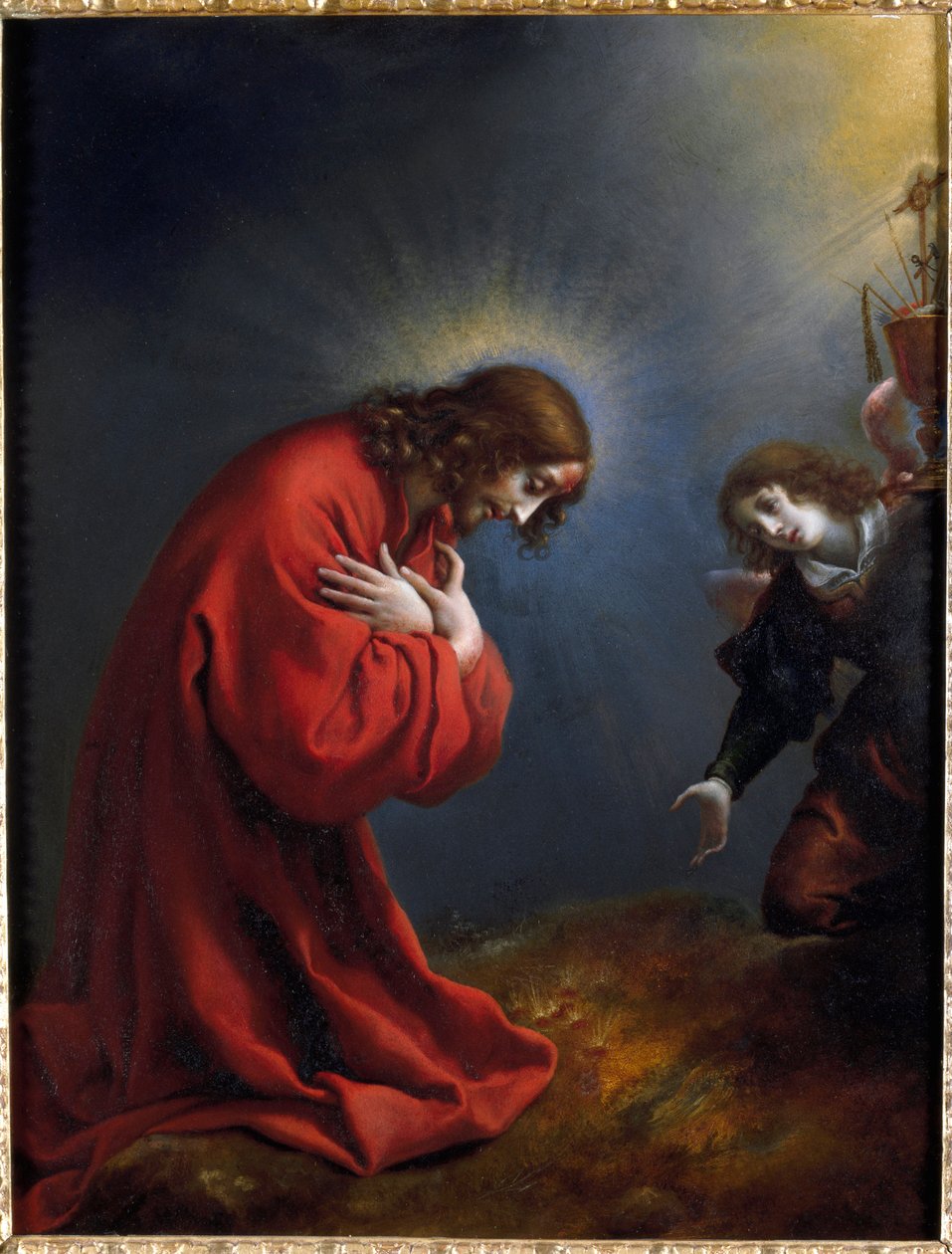 Kristus i olivernas trädgård Målning av Carlo Dolci (1616-1686) 1600-talsgener, Musei di Strada Nuova (ex Palazzo Rosso) av Carlo Dolci