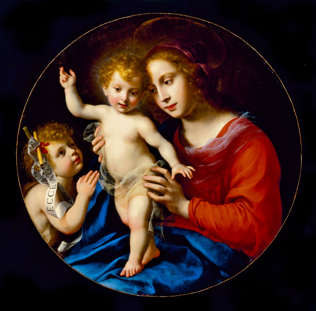 Madonna och barn med Johannes Döparen, c.1636 av Carlo Dolci