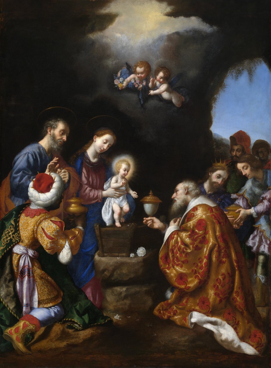 The Adoration of the Magi (olja på duk) av Carlo Dolci