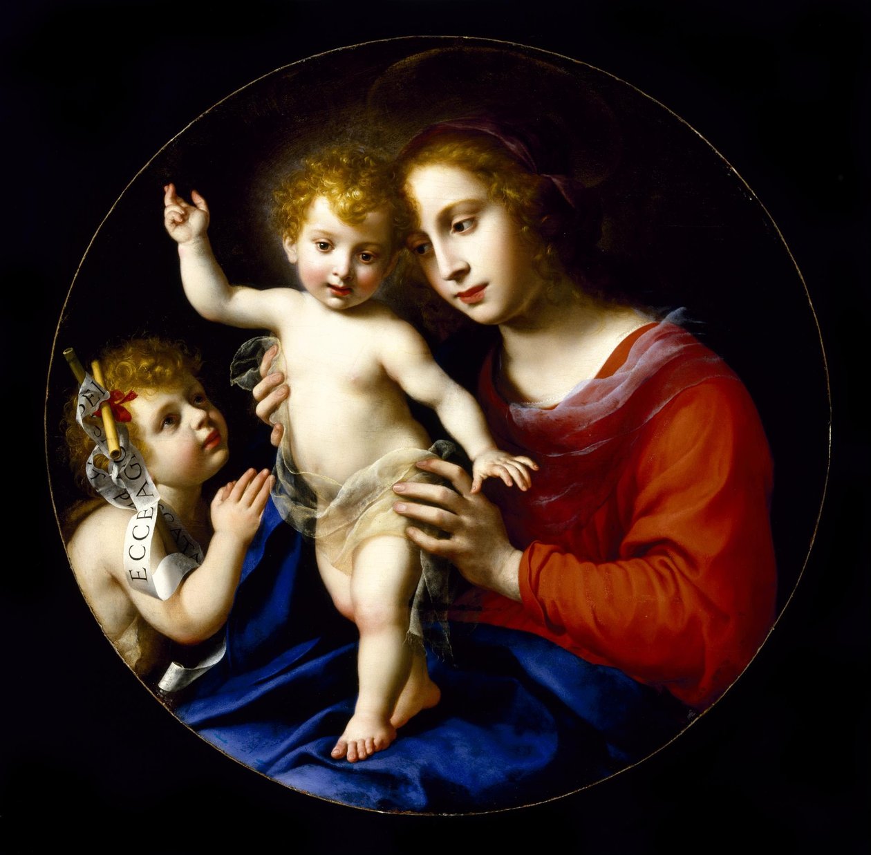 Jungfru Maria med barnet och barnet Johannes Döparen av Carlo Dolci