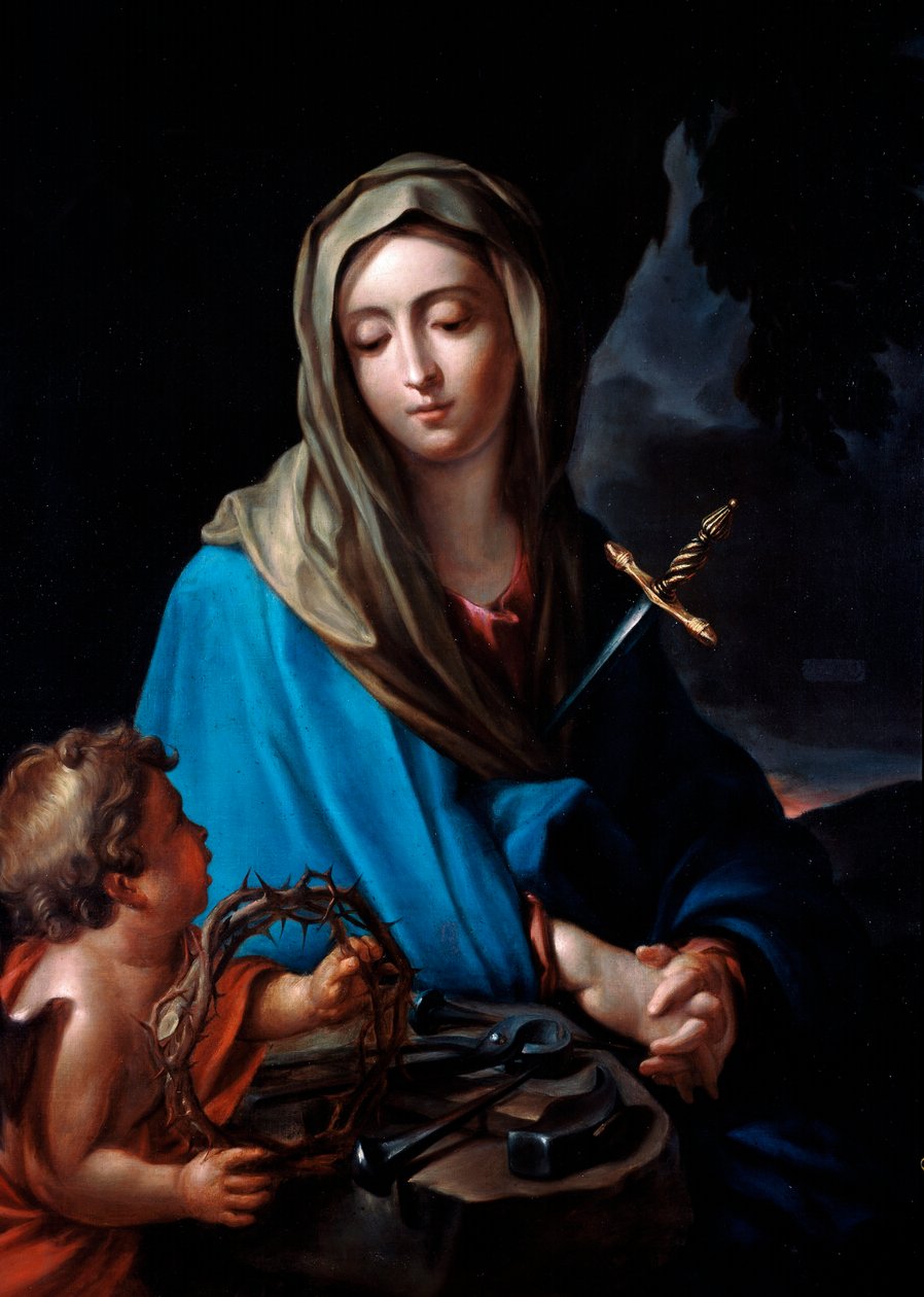 Virgin of Pain Målning av Carlo Dolci (1616-1686) 1600-talets Rom, Heliga hjärtats kyrka av Carlo Dolci