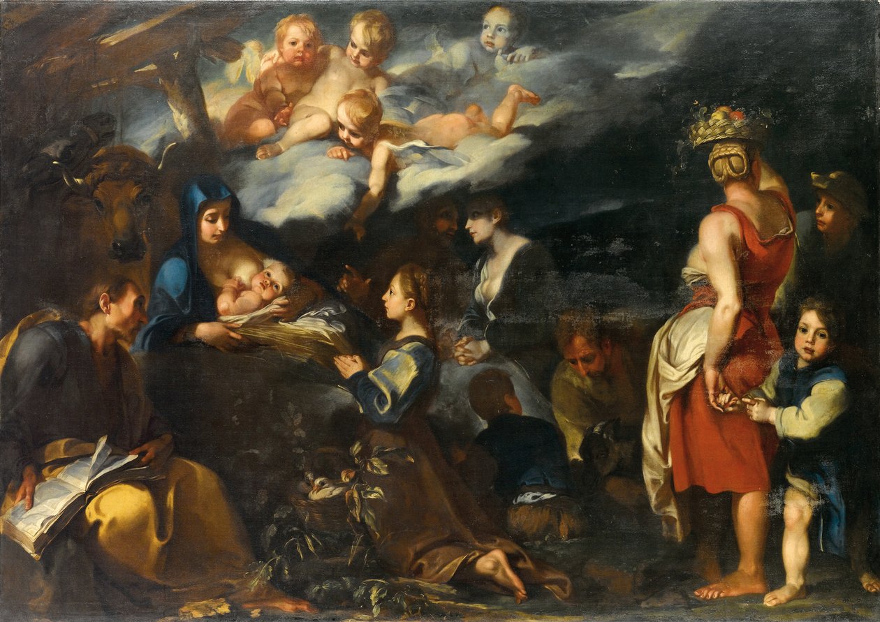 Tillbedjan av barnet med Sankt Lukas, ca 1700 av Carlo Donelli