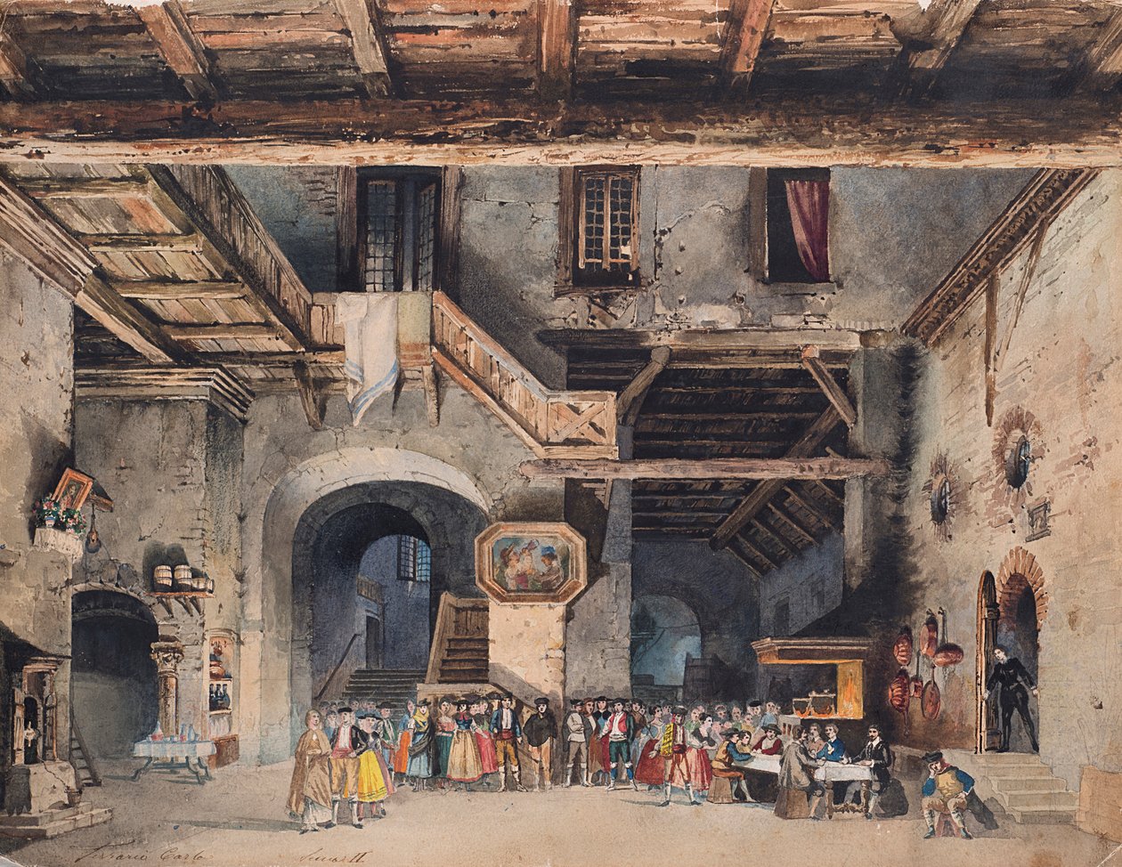 Scenografi för Operan Ödets styrka av Giuseppe Verdi. av Carlo Ferrario