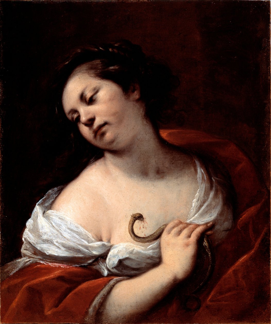 Cleopatres självmord Drottningen av Egypten Cleopatre VII Thea Philopator (69-30 f.Kr.) självmord genom att bli biten av en aspic orm (Cleopatras självmord) Målning av Carlo Francesco Nuvolone (1609 ca-1662) av Carlo Francesco Nuvolone
