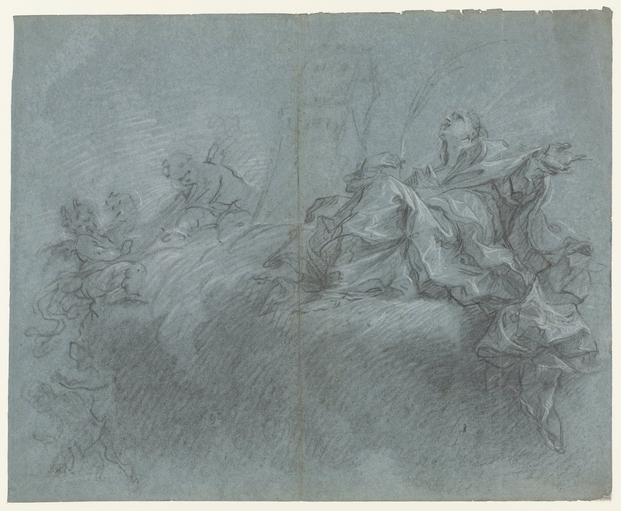 Madonna med änglar i molnen av Carlo Innocenzo Carlone (possibly)