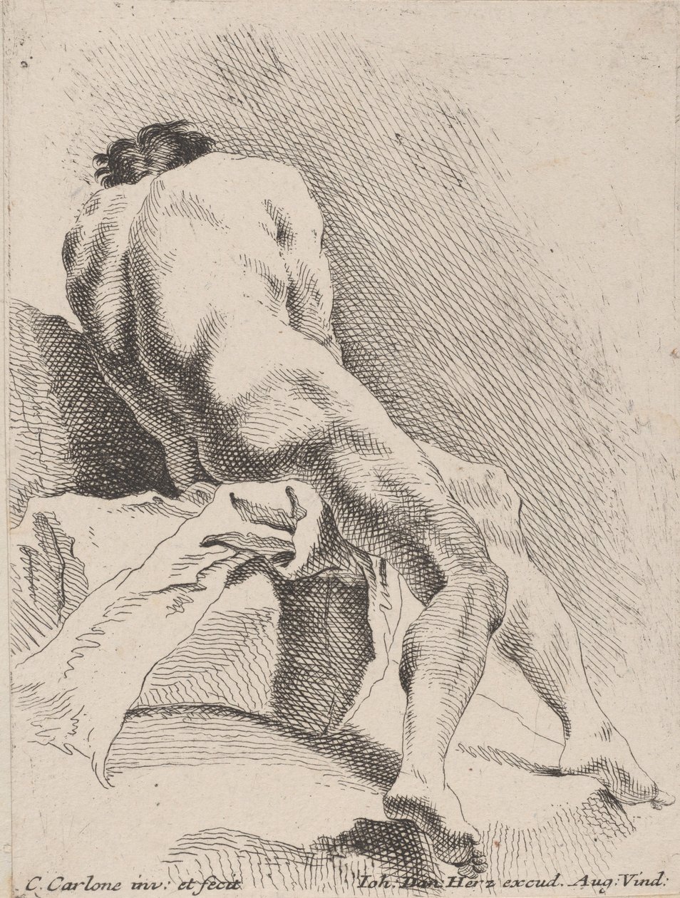 Akademisk studie, sedd bakifrån, 1725-75. av Carlo Innocenzo Carloni