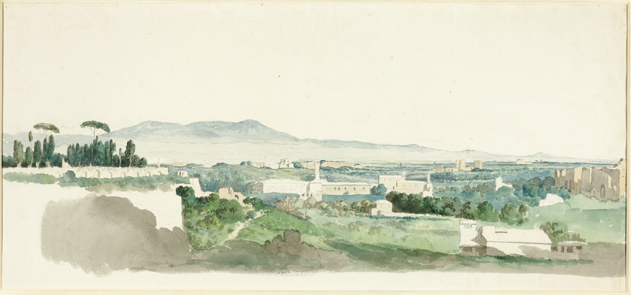 En vy från Palatine Hill, Rom, Alban Hills i fjärran av Carlo Labruzzi