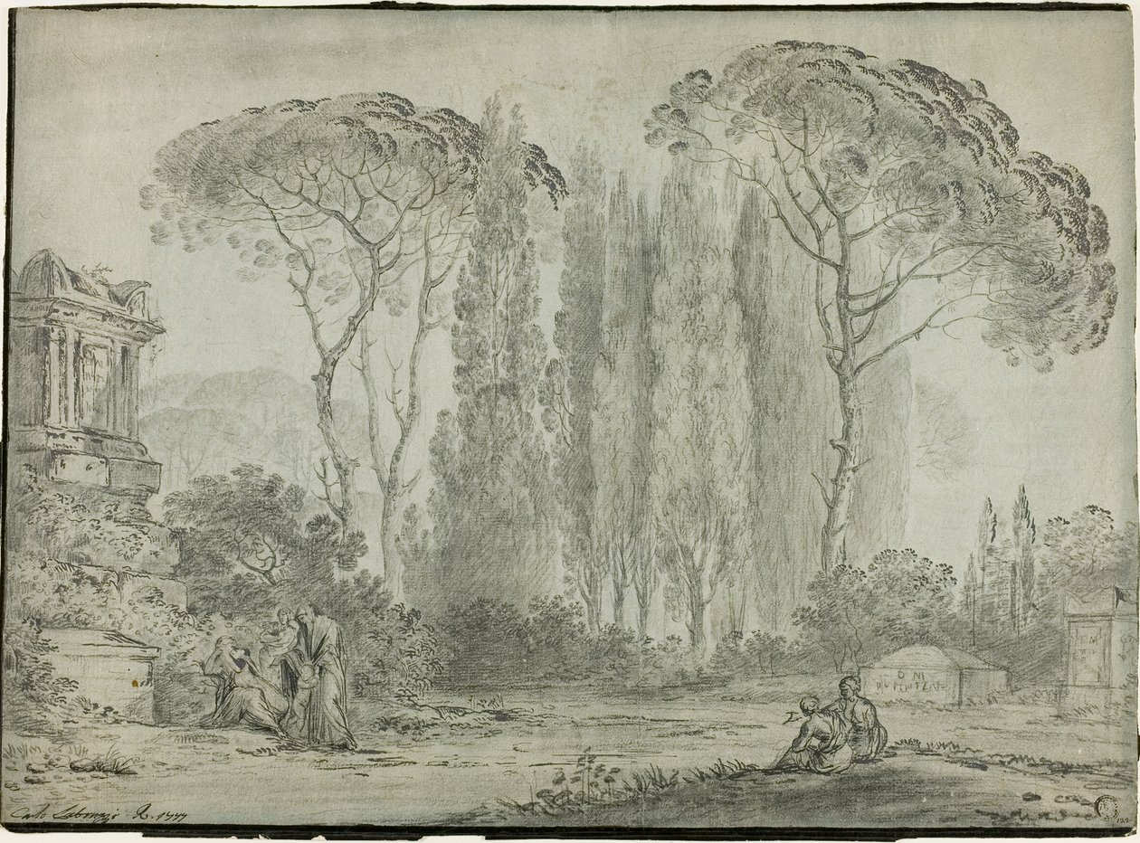 Sörjande på en kyrkogård av Carlo Labruzzi