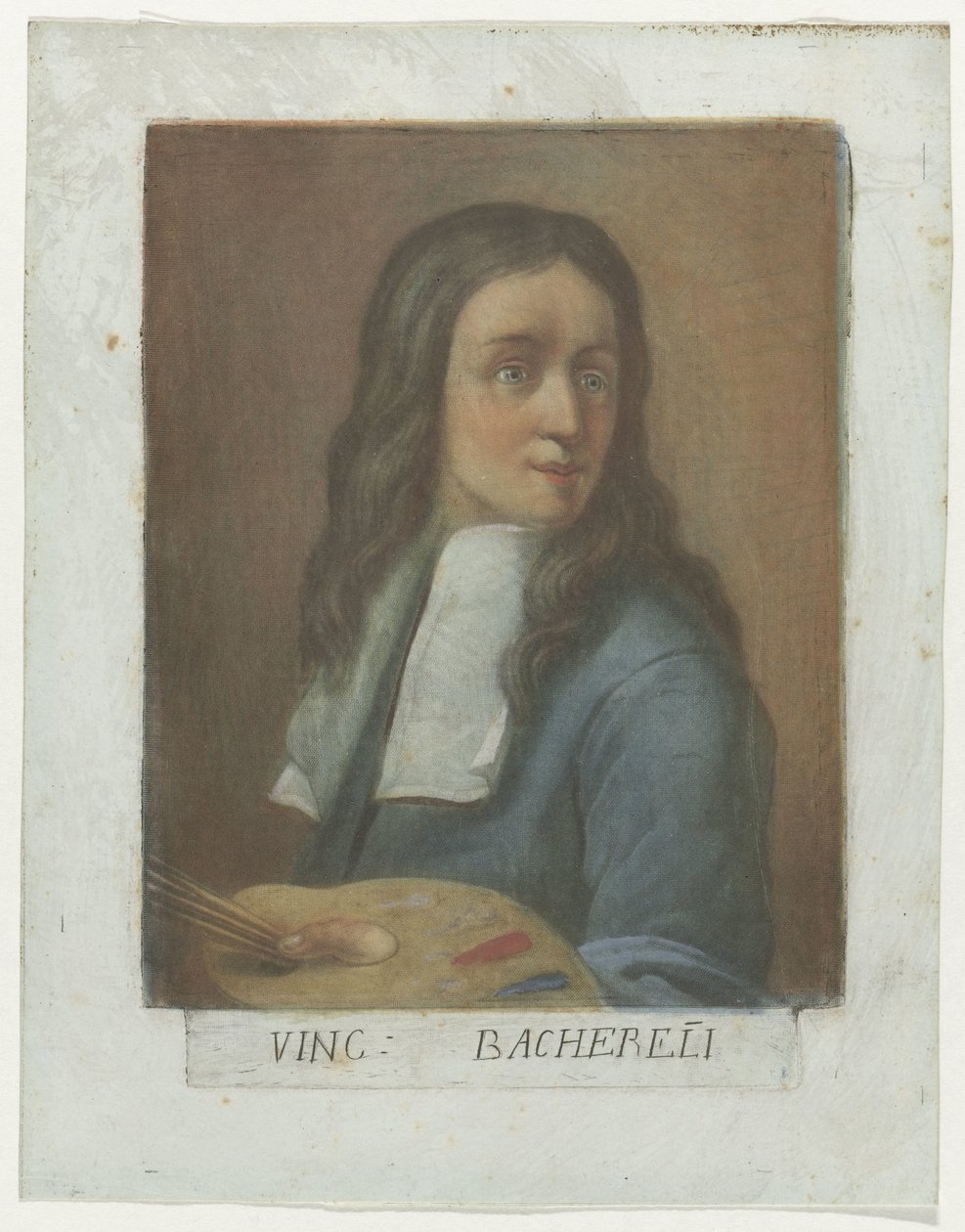 Porträtt av Schilder Vincenzo Bachereli Kunstenaars Zelfportret Eten i Uffizierna i Florens (serietitel) Självporträtten av Royal Gallery of Florence (serietitel) av Carlo Lasinio