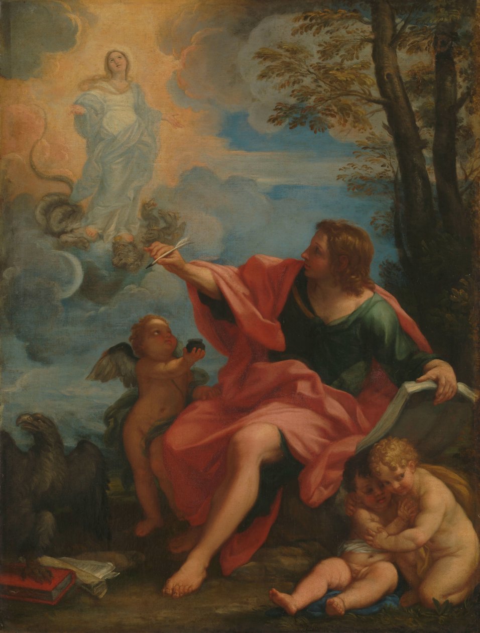 Sankt Johannes evangelisten på Patmos av Carlo Maratta (circle of)