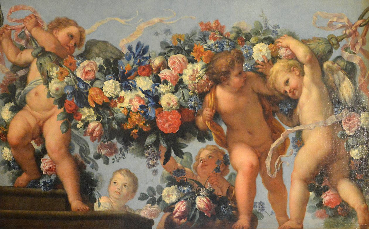 Kärlek och blomsterkransar av Carlo Maratta