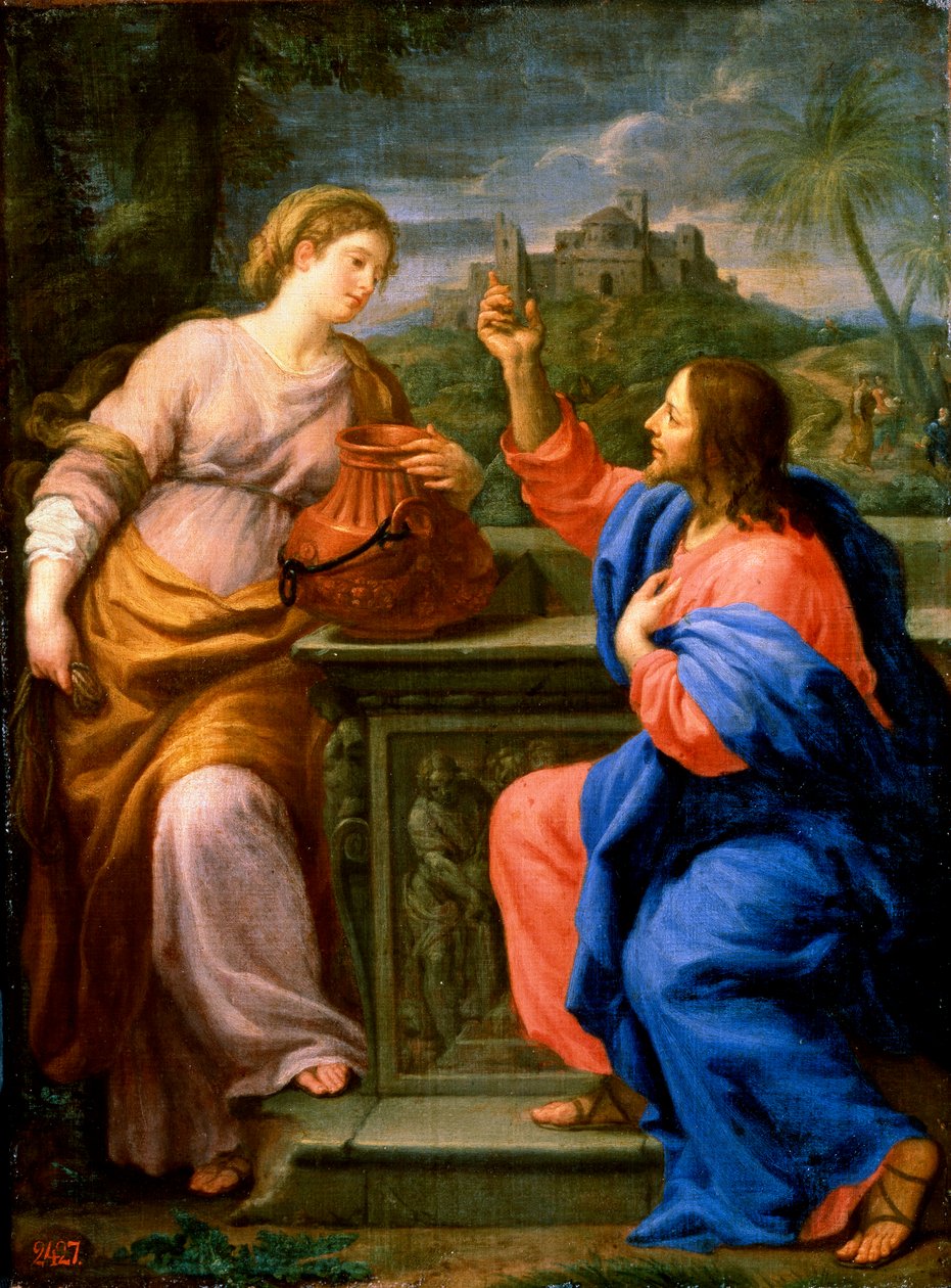 Kristus och den samaritanska kvinnan vid Jacobs brunn. c.1600-talet. av Carlo Maratta