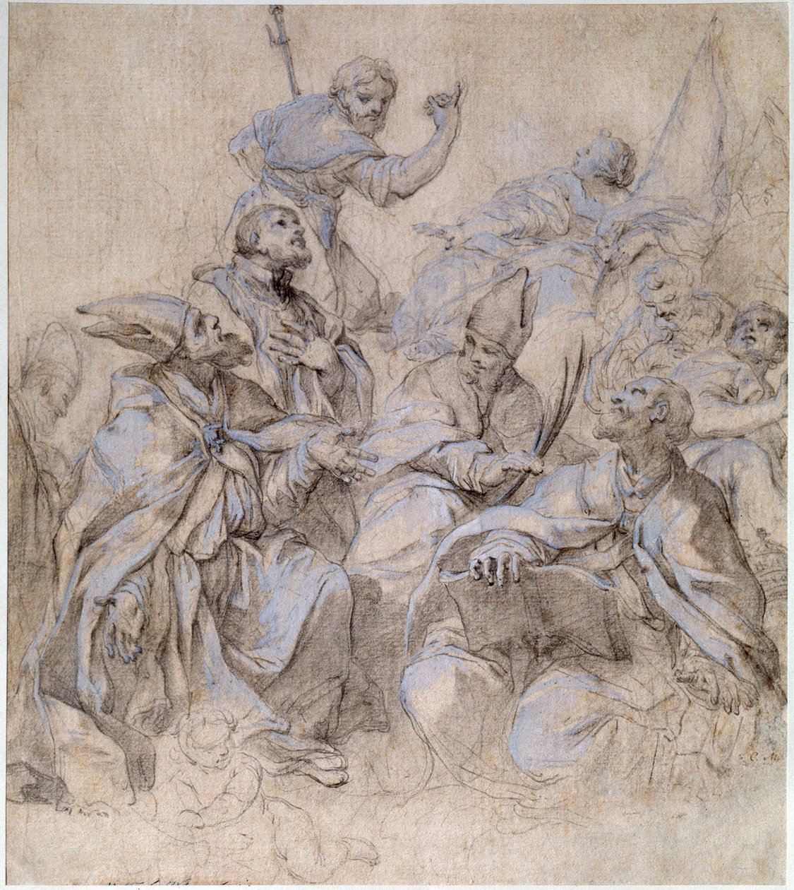 Skiss av en fresk för Santa Maria del Popolo-kyrkan i Rom. av Carlo Maratta
