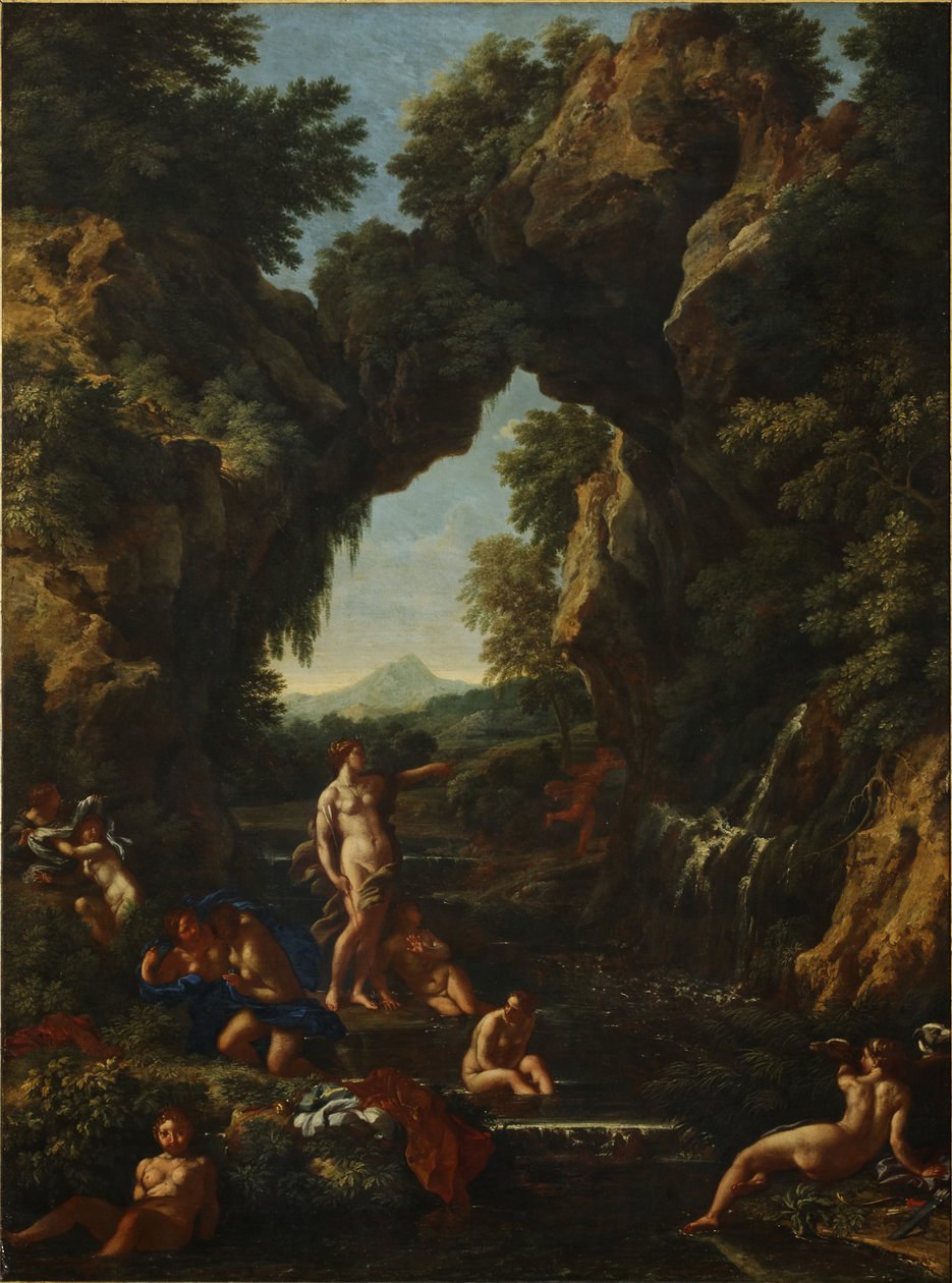 Landskap med Diana och Actaeon, ca 1657 (olja på duk) av Carlo Maratta or Maratti