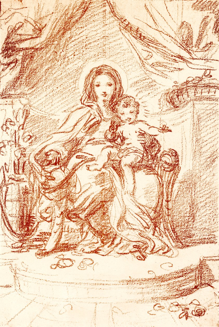 Madonna-studie av Carlo Maratta or Maratti