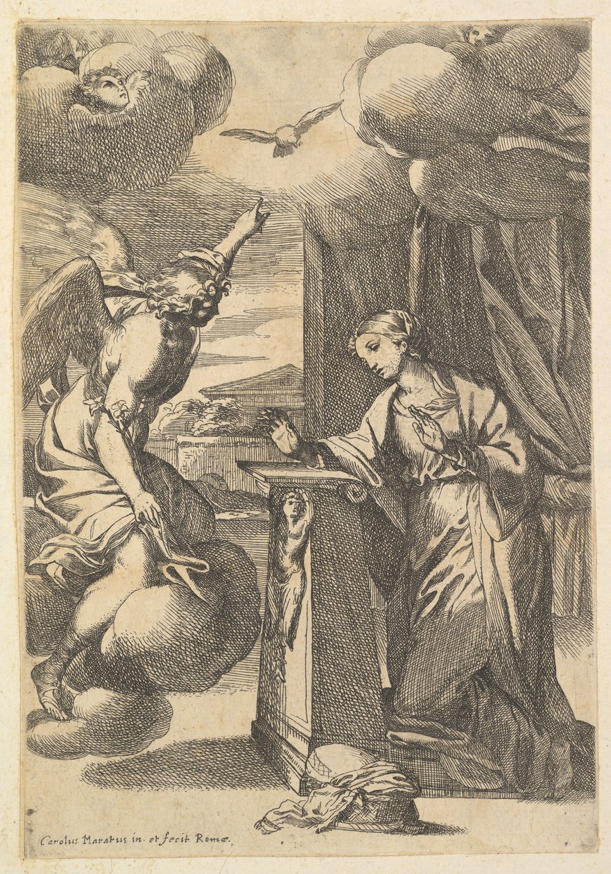 Bebådelsen. av Carlo Maratta or Maratti