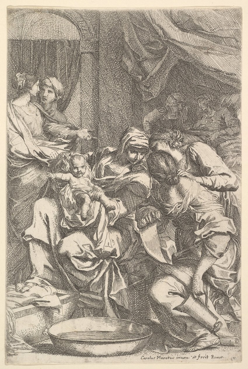 Jungfruns födelse. av Carlo Maratta or Maratti