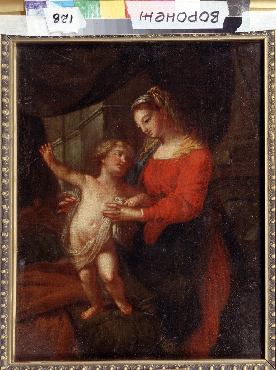 Madonna med barn. Jungfru och barn. Målning av Carlo Maratta (1625-1713). Konst i italiensk barockstil. Olja på duk. Ivan Kramskoy (eller Kramskoi) konstmuseum i Voronezh (Voronezh), Ryssland. av Carlo Maratta or Maratti