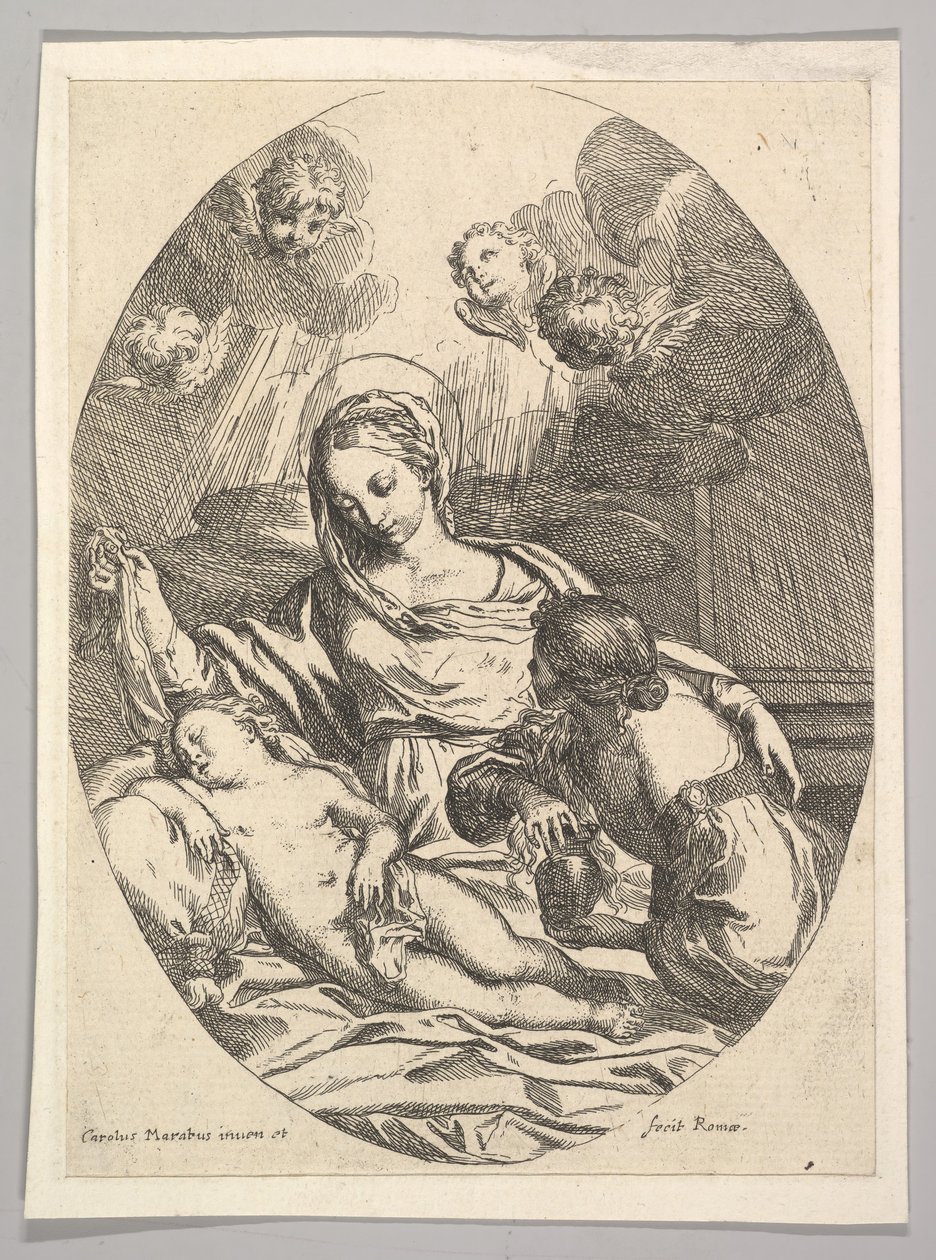 Jungfru och barn med St. Maria Magdalena. av Carlo Maratta or Maratti