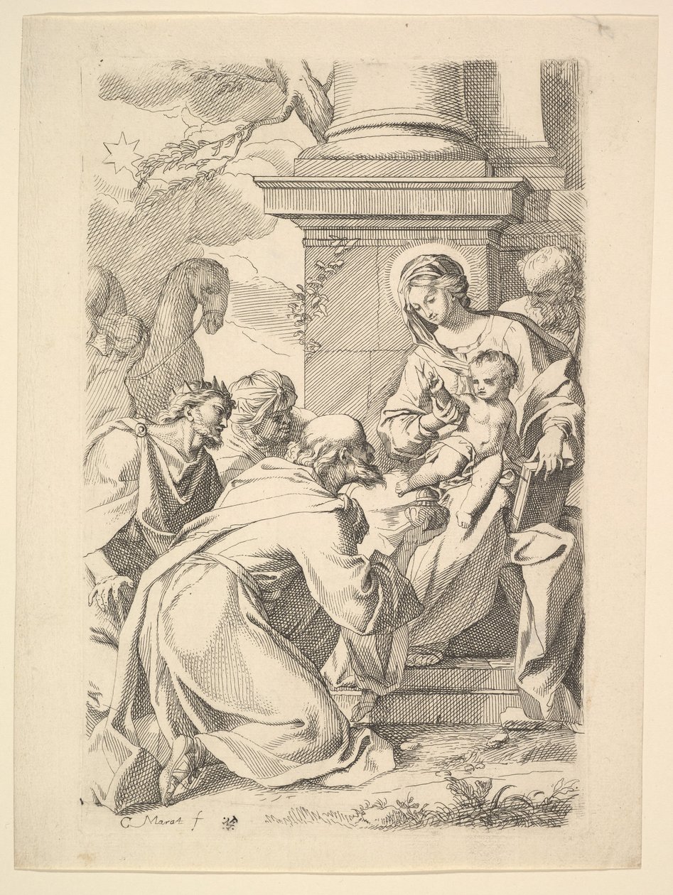 The Adoration of the Magi kopia omvänt. av Carlo Maratti