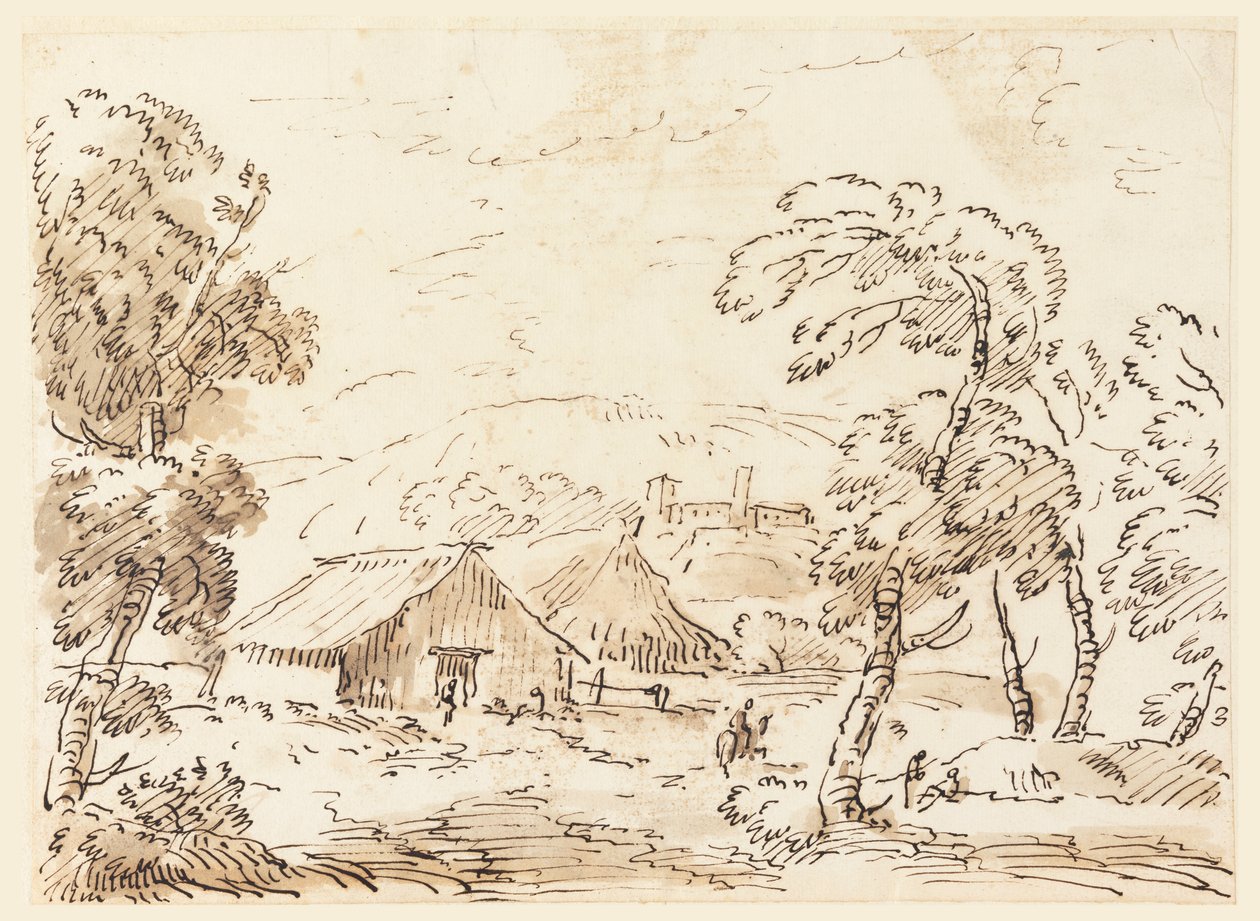 En bondebostad och ett slott på bergig landsbygd av Carlo Marchionni
