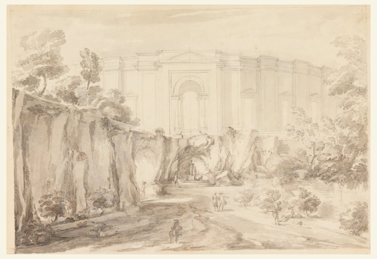 Design för en hemicycle, Villa Albani, Rom, Italien av Carlo Marchionni