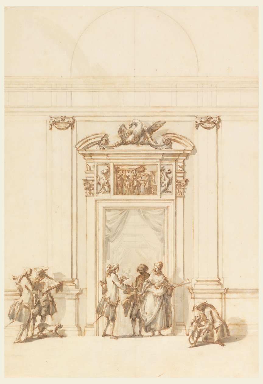 Design för North Portal, Grand Gallery, Villa Albani, Rom, Italien av Carlo Marchionni