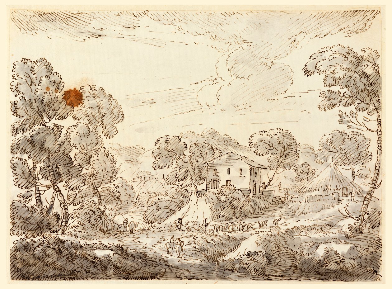 Teckning, En bondes bostad på skogslandet, 1750-1770 av Carlo Marchionni