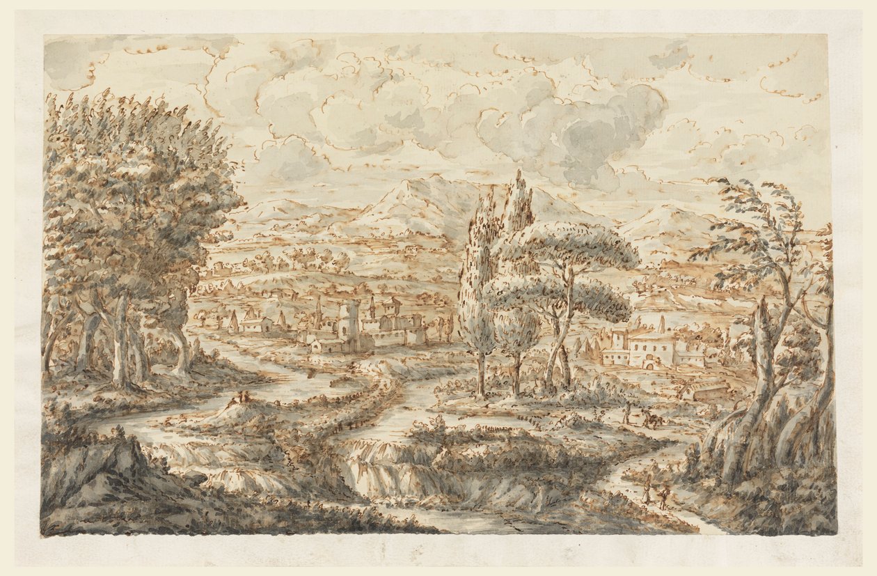 Teckning, En dal, 1750-70 av Carlo Marchionni