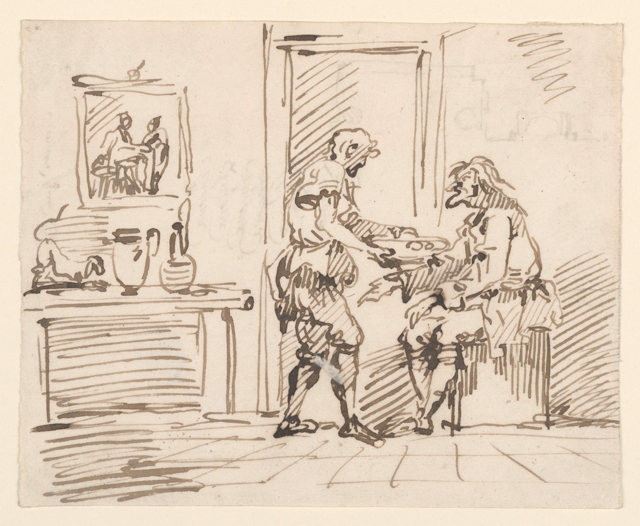 Teckning, En genrescen, 1725-50 av Carlo Marchionni